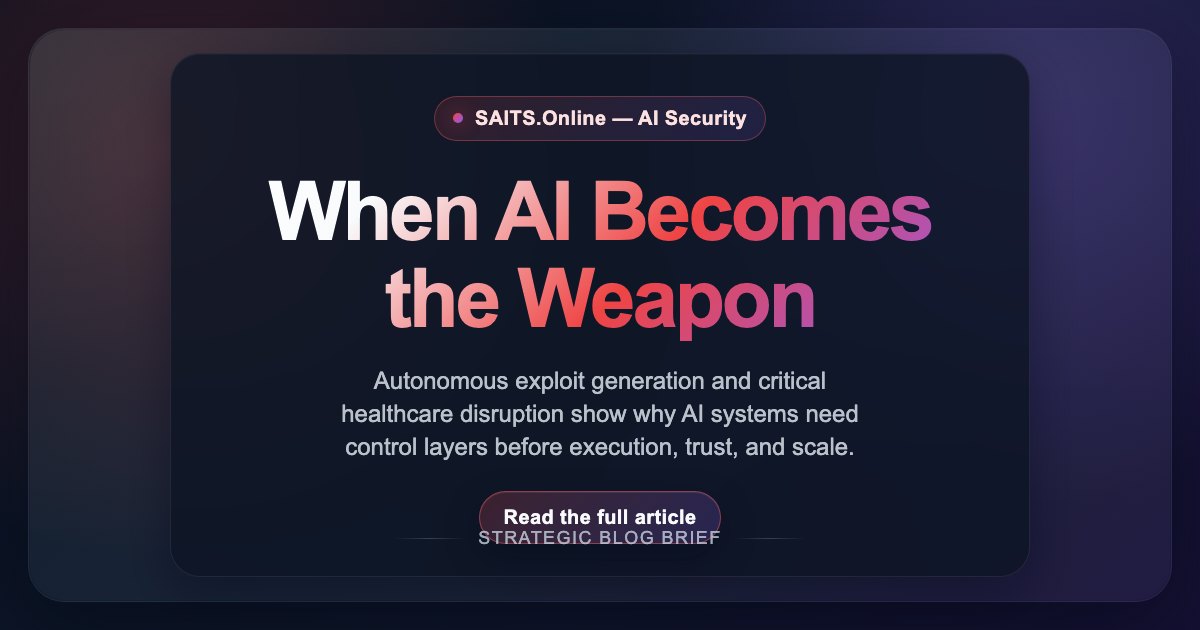 When AI Becomes the Weapon: Autonomous Exploits, Chipsoft, and Why Control Is Non-Negotiable